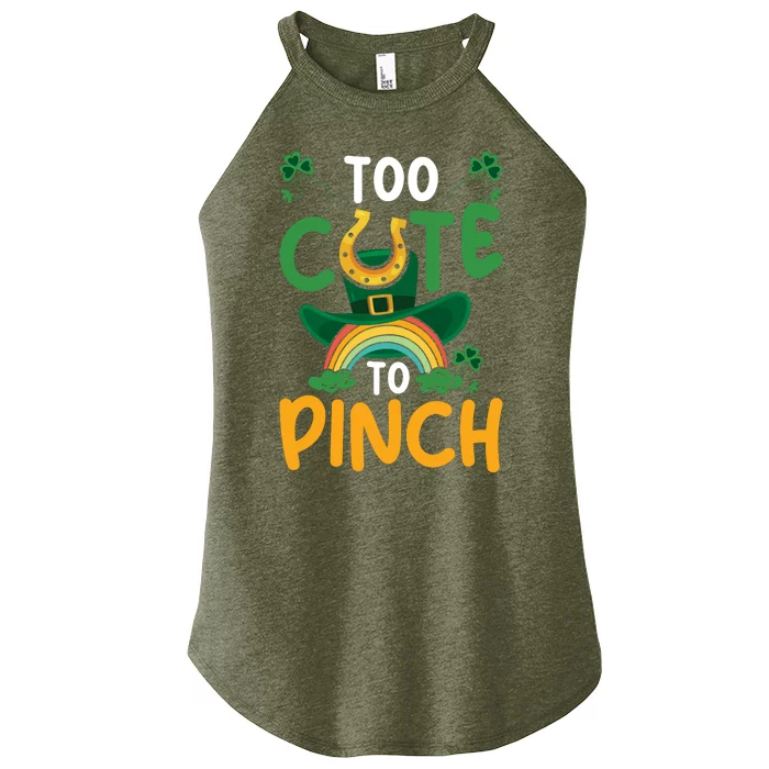 Too Cute To Pinch Funny St Patricks Day Women’s Perfect Tri Rocker Tank