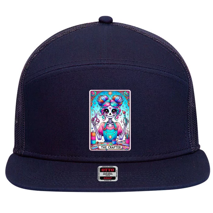 The Crafter Tarot Card Crochet Knitting Crafter Mom 7 Panel Mesh Trucker Snapback Hat