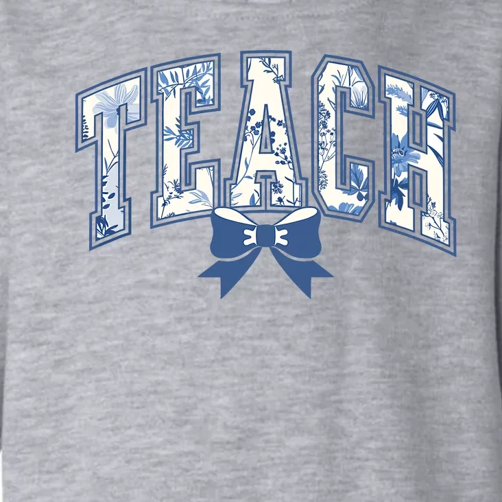 Teacher Coquette Toile Blue Bow Floral Toddler Hoodie