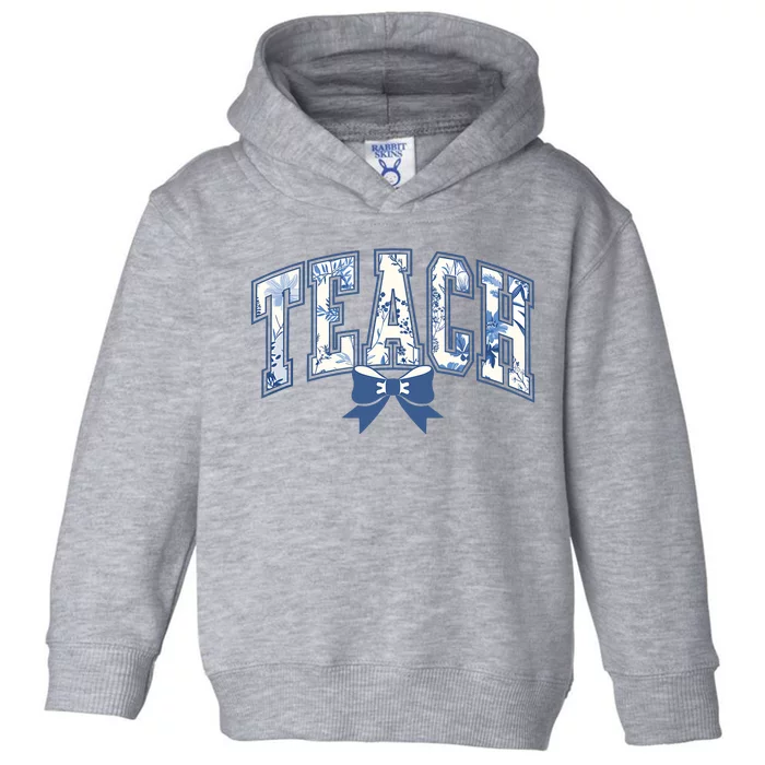 Teacher Coquette Toile Blue Bow Floral Toddler Hoodie