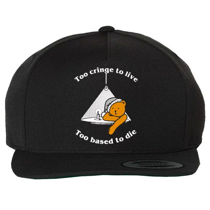 Too Cringe To Live Too Based To Die Funny Wool Snapback Cap