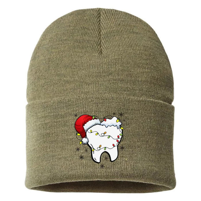 Teeth Christmas Tooth Dentist Dental Assistant Dentistry Sustainable Knit Beanie