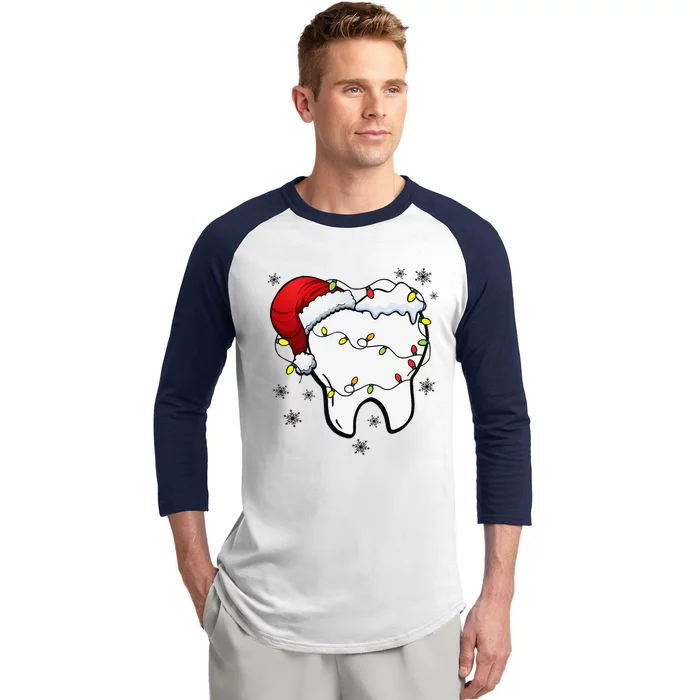 Teeth Christmas Tooth Dentist Dental Assistant Dentistry Baseball Sleeve Shirt