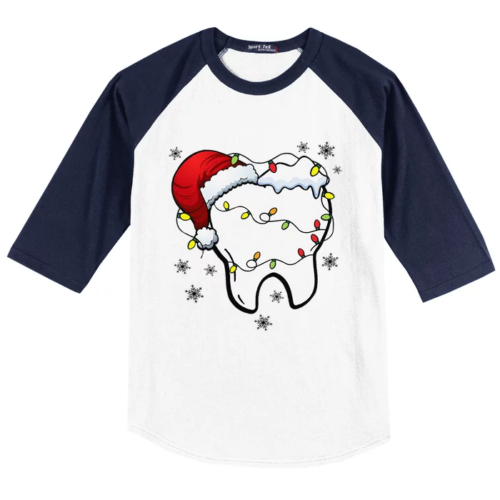 Teeth Christmas Tooth Dentist Dental Assistant Dentistry Baseball Sleeve Shirt