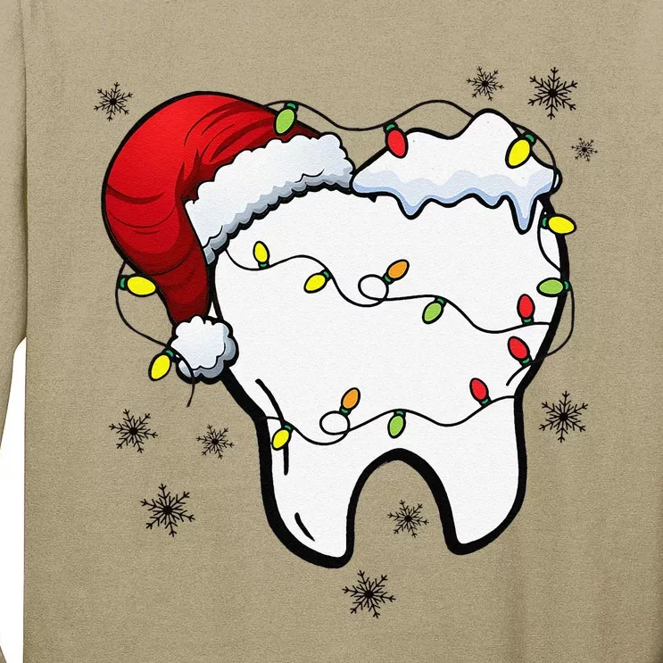 Teeth Christmas Tooth Dentist Dental Assistant Dentistry Tall Long Sleeve T-Shirt