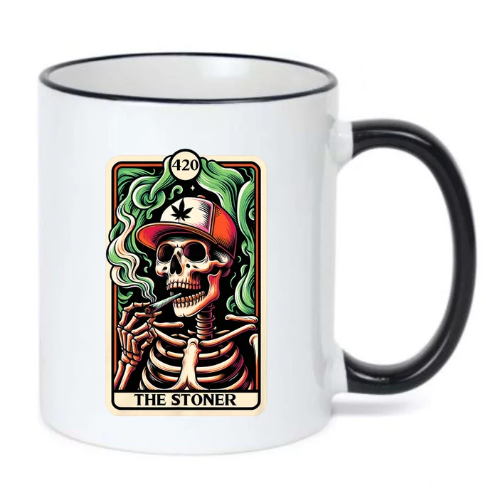 Tarot Card The Stoner Weed Lover Skeleton Cannabis 420 Black Color Changing Mug