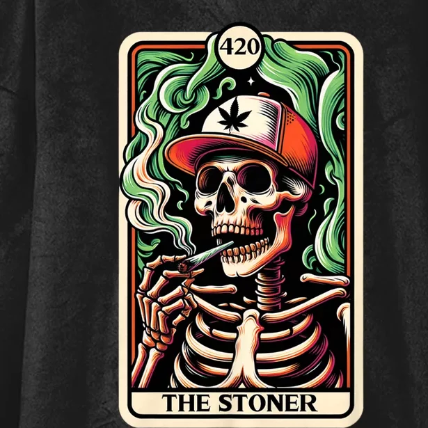 Tarot Card The Stoner Weed Lover Skeleton Cannabis 420 Hooded Wearable Blanket