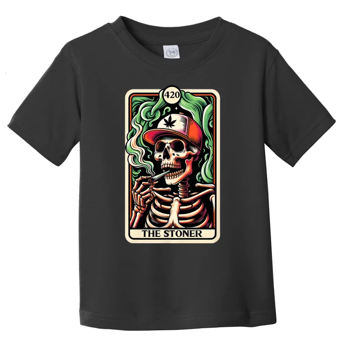 Tarot Card The Stoner Weed Lover Skeleton Cannabis 420 Toddler T-Shirt