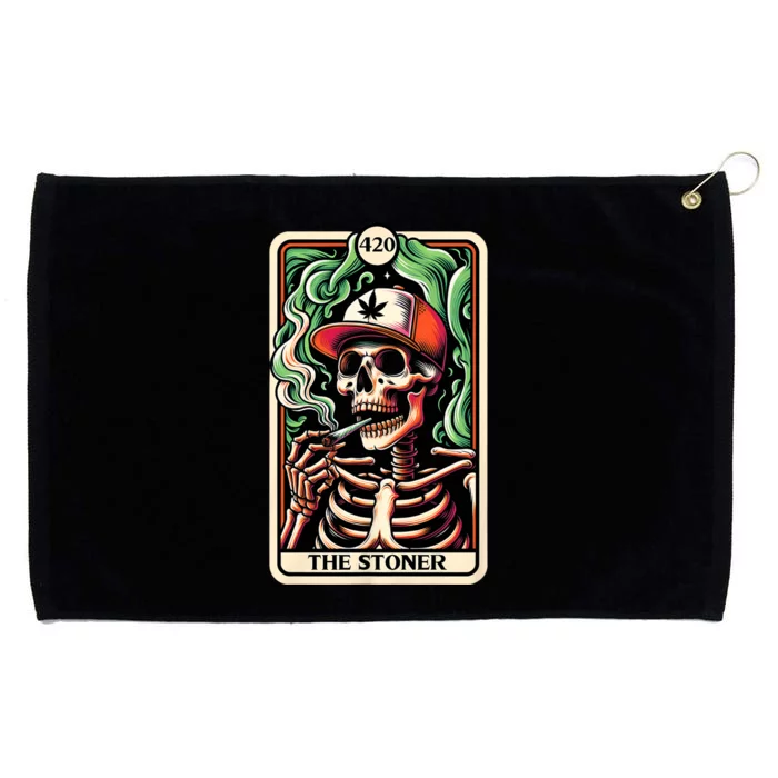 Tarot Card The Stoner Weed Lover Skeleton Cannabis 420 Grommeted Golf Towel