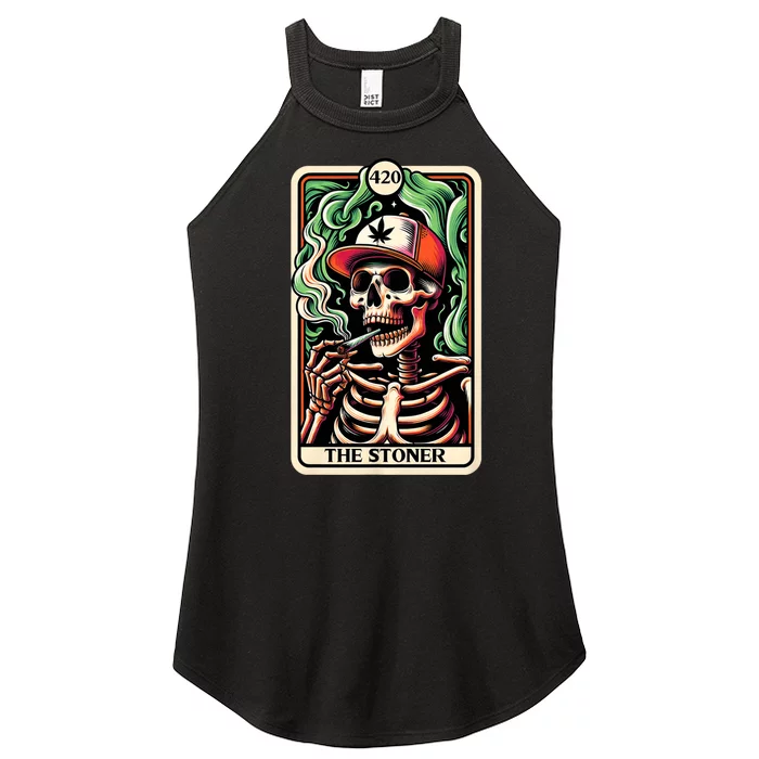 Tarot Card The Stoner Weed Lover Skeleton Cannabis 420 Women’s Perfect Tri Rocker Tank