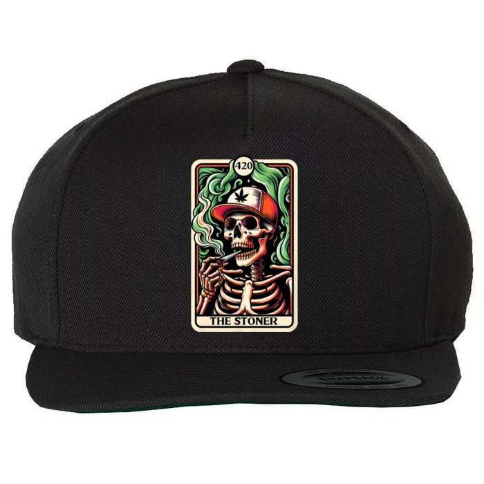 Tarot Card The Stoner Weed Lover Skeleton Cannabis 420 Wool Snapback Cap