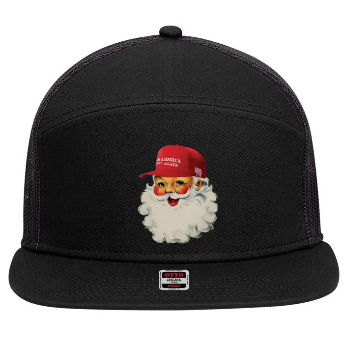 Trump Christmas Trump Maga Santa 7 Panel Mesh Trucker Snapback Hat