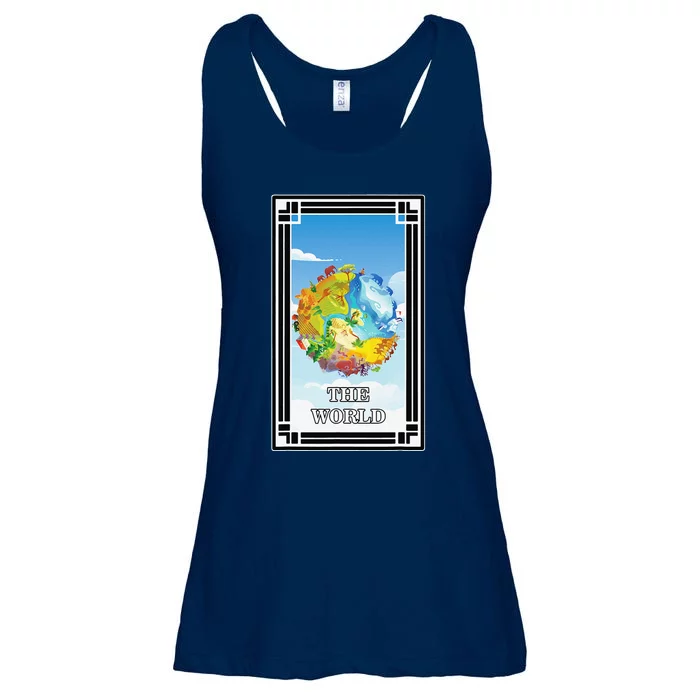 Tarot Cards The World Animals Birds Fortune Teller Ladies Essential Flowy Tank