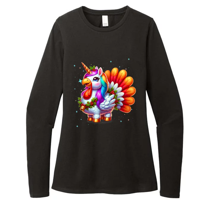 Thanksgiving Cute Unicorn Turkey For Girls Kids Womens CVC Long Sleeve Shirt