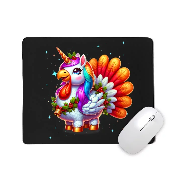 Thanksgiving Cute Unicorn Turkey For Girls Kids Mousepad