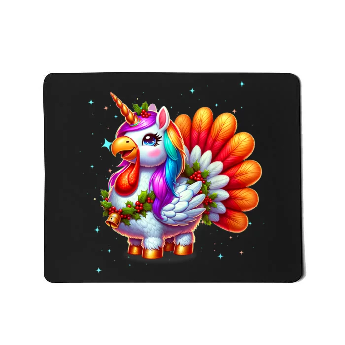 Thanksgiving Cute Unicorn Turkey For Girls Kids Mousepad