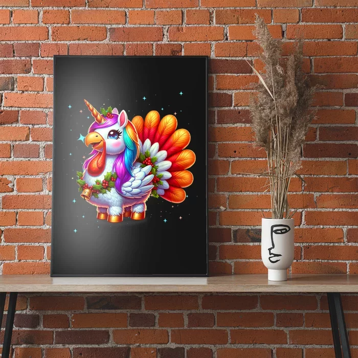 Thanksgiving Cute Unicorn Turkey For Girls Kids Poster