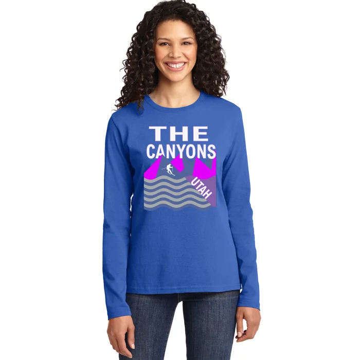 The Canyons Utah Usa Ski Resort Snowboarding Skiing Funny Gift Ladies Long Sleeve Shirt