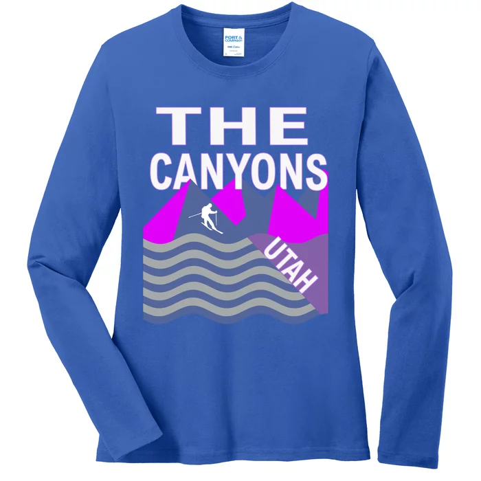 The Canyons Utah Usa Ski Resort Snowboarding Skiing Funny Gift Ladies Long Sleeve Shirt