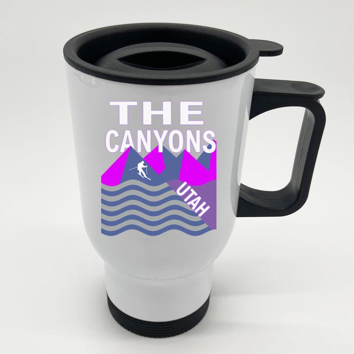 The Canyons Utah Usa Ski Resort Snowboarding Skiing Funny Gift Front & Back Stainless Steel Travel Mug