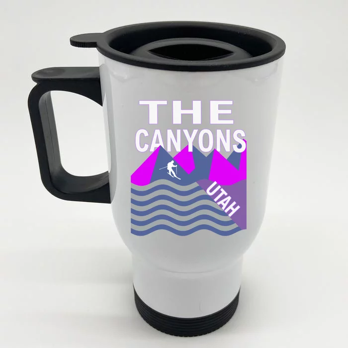 The Canyons Utah Usa Ski Resort Snowboarding Skiing Funny Gift Front & Back Stainless Steel Travel Mug