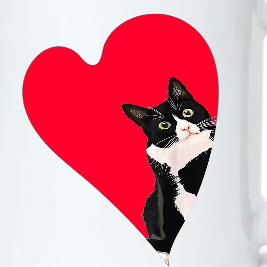 Tuxedo Cat Valentine Heart For Kitten And Animal Lovers TShirt Black Color Changing Mug