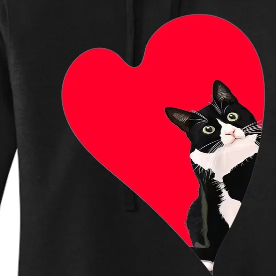 Tuxedo Cat Valentine Heart For Kitten And Animal Lovers TShirt Women's Pullover Hoodie