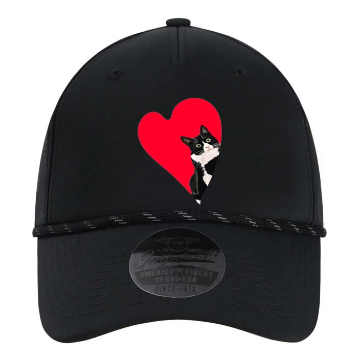 Tuxedo Cat Valentine Heart For Kitten And Animal Lovers TShirt Performance The Dyno Cap