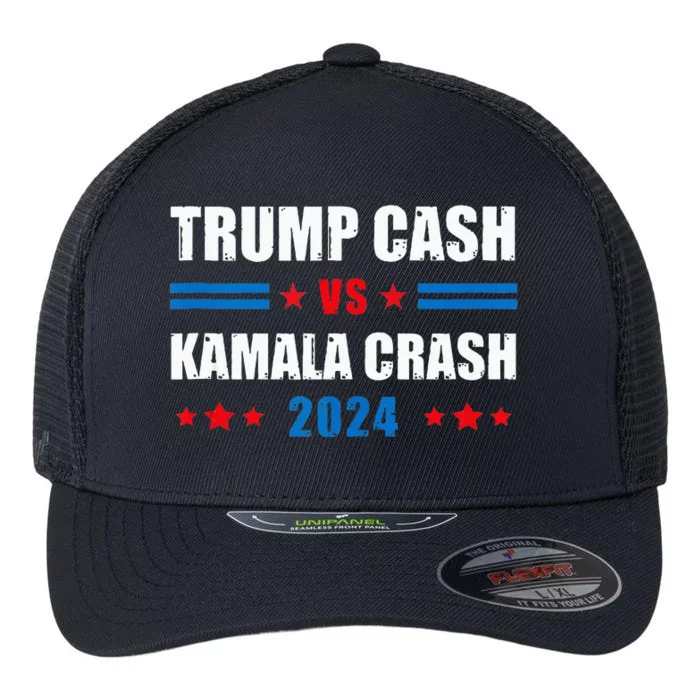 Trump Cash Vs Kamala Crash Flexfit Unipanel Trucker Cap