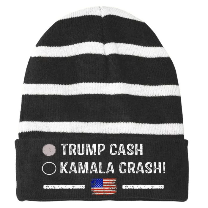 Trump Cash Vs Kamala Crash! Funny Trump 2024 Striped Beanie with Solid Band