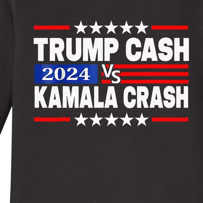 Trump Cash Vs Kamala Crash Baby Long Sleeve Bodysuit