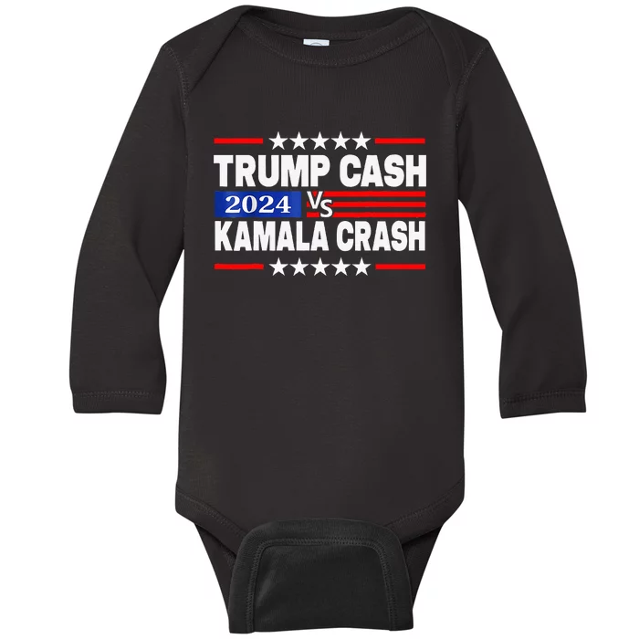 Trump Cash Vs Kamala Crash Baby Long Sleeve Bodysuit