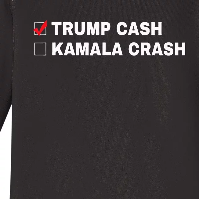 Trump Cash Vs Kamala Crash Funny Voting Humor Baby Long Sleeve Bodysuit