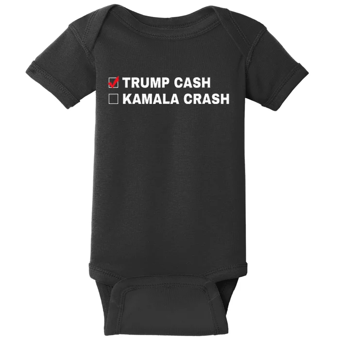 Trump Cash Vs Kamala Crash Funny Voting Humor Baby Bodysuit