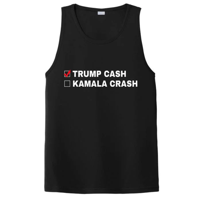 Trump Cash Vs Kamala Crash Funny Voting Humor Performance Tank