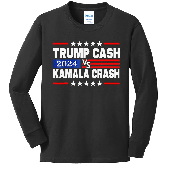 Trump Cash Vs Kamala Crash Kids Long Sleeve Shirt