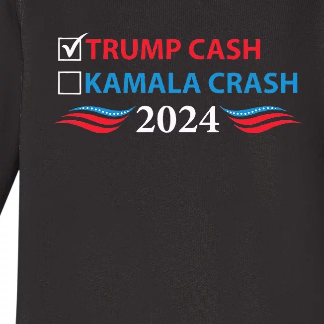 Trump Cash Vs Kamala Crash Baby Long Sleeve Bodysuit