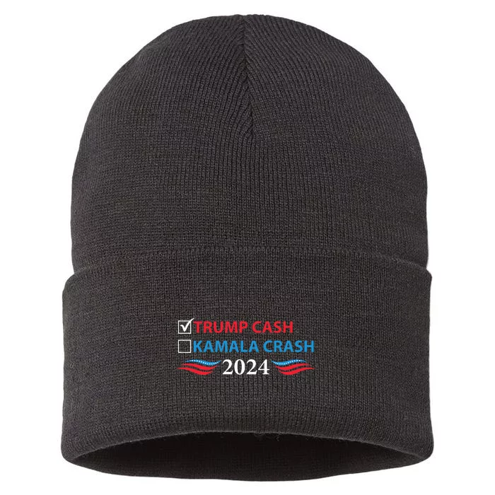 Trump Cash Vs Kamala Crash Sustainable Knit Beanie