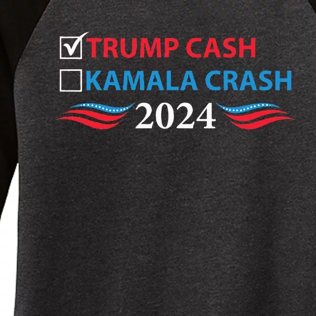 Trump Cash Vs Kamala Crash Women's Tri-Blend 3/4-Sleeve Raglan Shirt