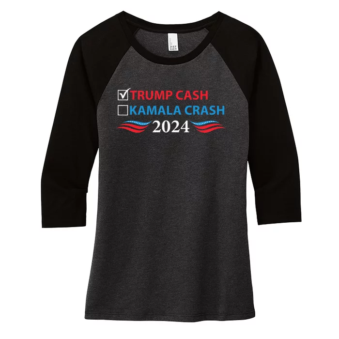 Trump Cash Vs Kamala Crash Women's Tri-Blend 3/4-Sleeve Raglan Shirt