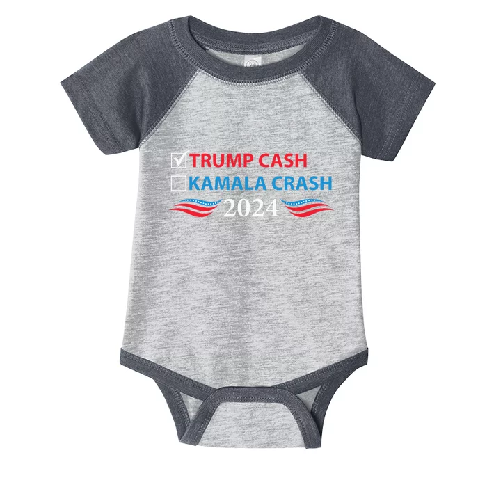 Trump Cash Vs Kamala Crash Infant Baby Jersey Bodysuit