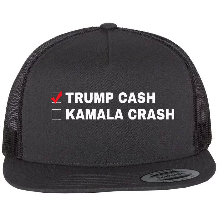 Trump Cash Vs Kamala Crash Funny Voting Flat Bill Trucker Hat