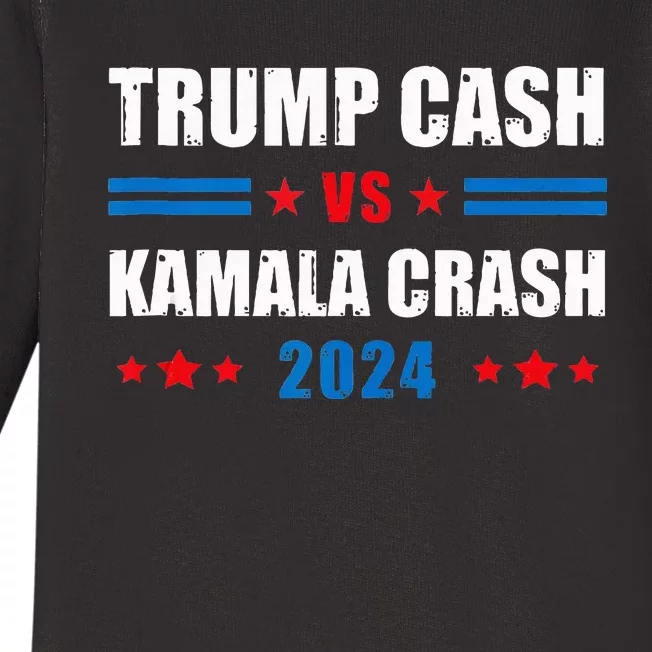 Trump Cash Vs Kamala Crash Baby Long Sleeve Bodysuit