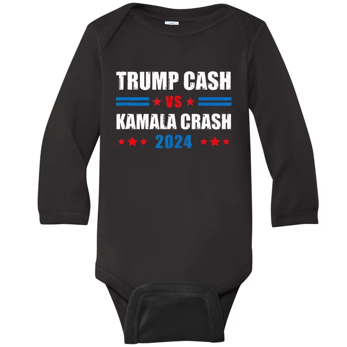 Trump Cash Vs Kamala Crash Baby Long Sleeve Bodysuit