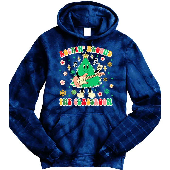 Teacher Christmas Vibes Rockin Around The Classroom Xmas Gift Tie Dye Hoodie