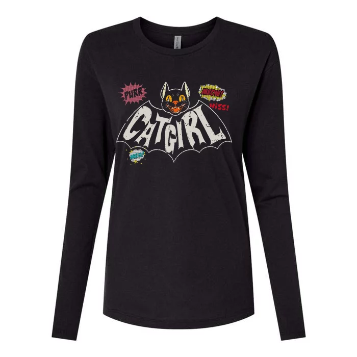 The Catgirl Vintage Womens Cotton Relaxed Long Sleeve T-Shirt