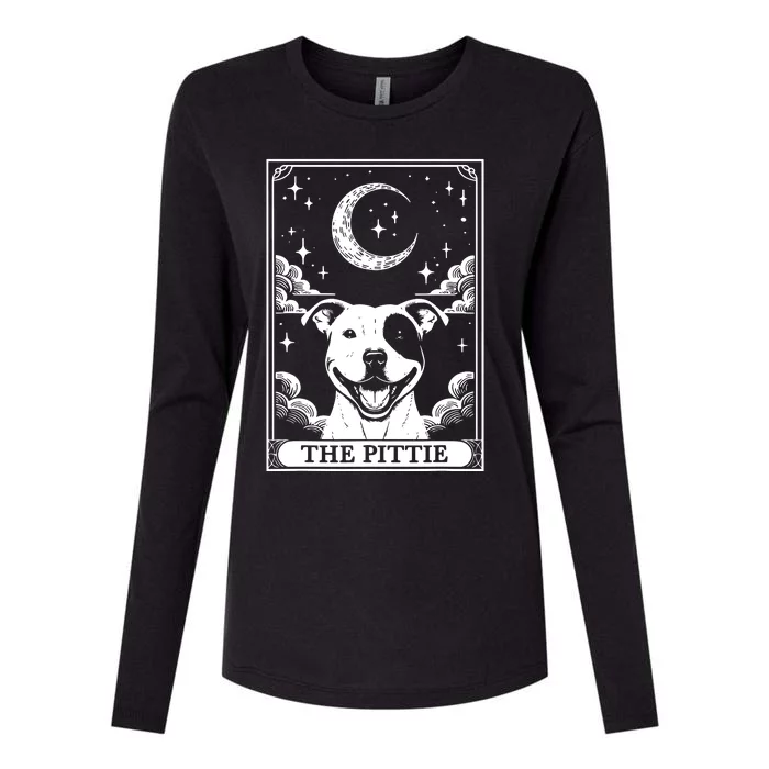 Tarot Card Vintage Crescent Moon Pit Bull Dog Pittie Mom Womens Cotton Relaxed Long Sleeve T-Shirt