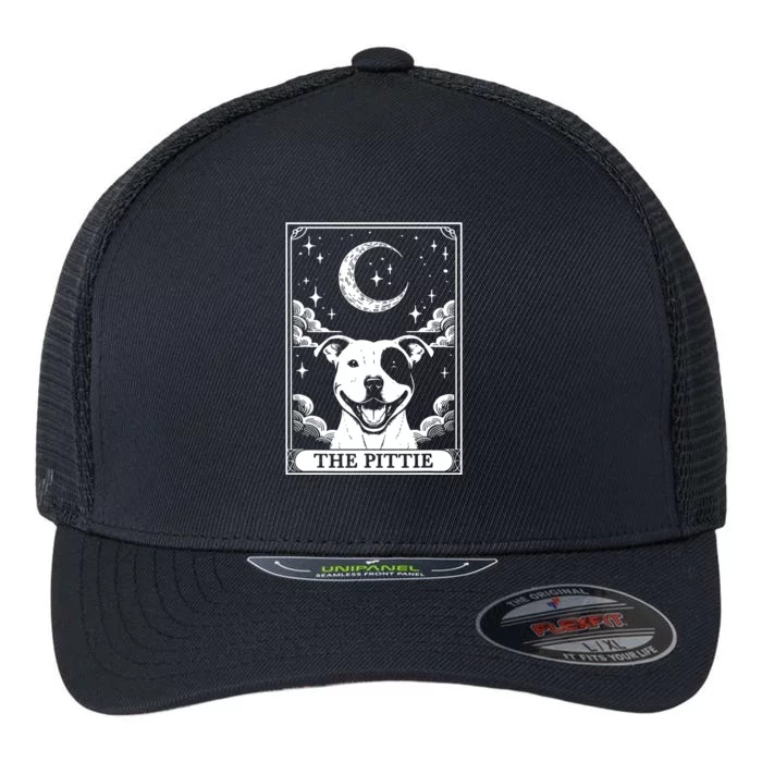 Tarot Card Vintage Crescent Moon Pit Bull Dog Pittie Mom Flexfit Unipanel Trucker Cap