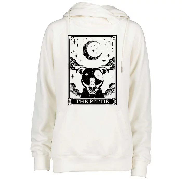 Tarot Card Vintage Crescent Moon Pit Bull Dog Pittie Mom Womens Funnel Neck Pullover Hood