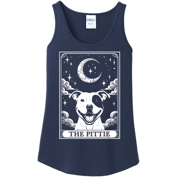 Tarot Card Vintage Crescent Moon Pit Bull Dog Pittie Mom Ladies Essential Tank